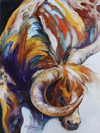 Framed Longhorn Abstract Print