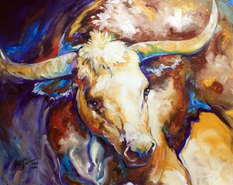 Framed Power Longhorn Abstract Print