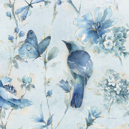 Framed Indigold XII Light Blue Print