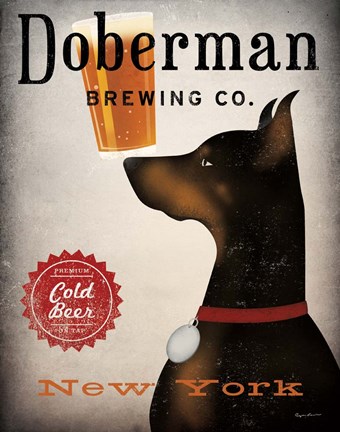 Framed Doberman Brewing Company NY Print
