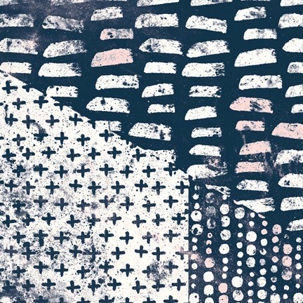 Framed Mark Making Tile II with Blush Print