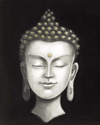 Framed Serene Buddha I White Gold Print