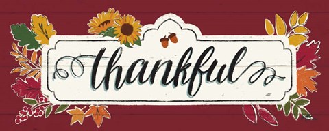 Framed Thankful IV Red Print