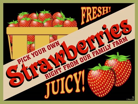 Framed Strawberries Crate Label Print