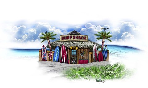 Framed Tropical Fade Surf Shack Print