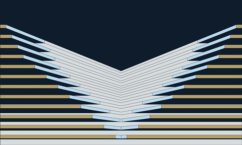 Framed Urban Wave Indigo Print