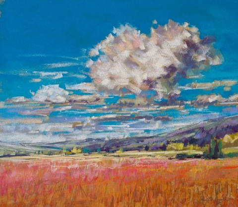 Framed Summer Clouds over Cornfield Print