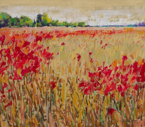 Framed Corn and Poppies XV Print