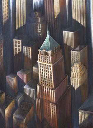 Framed Summer Light On Buildings Print