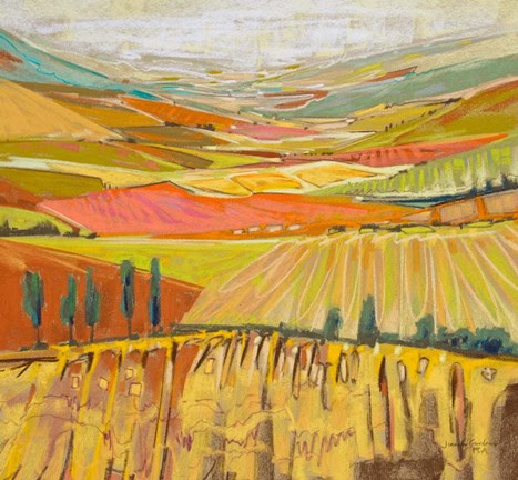 Framed Patchwork Hills II Print