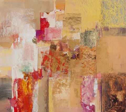 Framed Red and Gold Leaf 1 Print