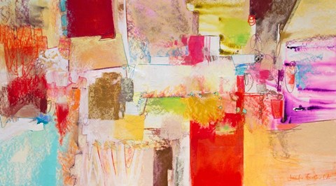 Framed Red and Gold Leaf 3 Print