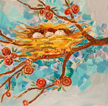 Framed Nest with Buds Print