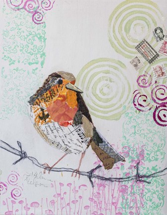 Framed Robin on White 2 Print