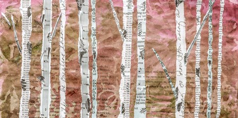 Framed Birches Coral Print