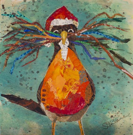 Framed Curious Santa Bird Print