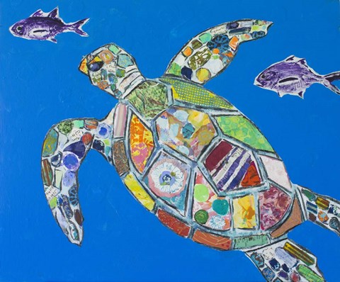 Framed Blue Sea Turtle Print