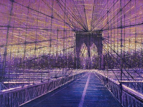 Framed Brooklyn Bridge At Last Light Print