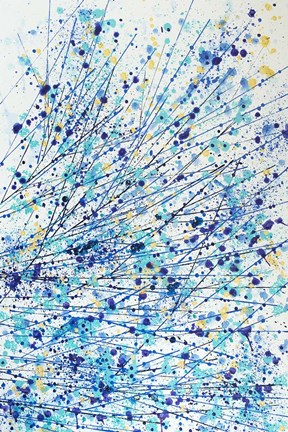 Framed Abstract Floral - Blue, Teal and White Print