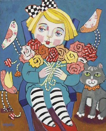 Framed Flower Girl with Friends Print