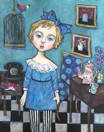 Framed Girl In Blue Print