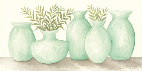 Framed Mint Vases Print