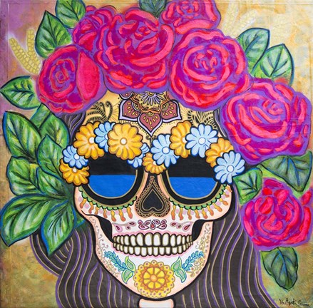 Framed Skull with Roses Print