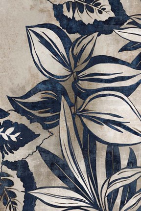 Framed Blue Foliage I Print