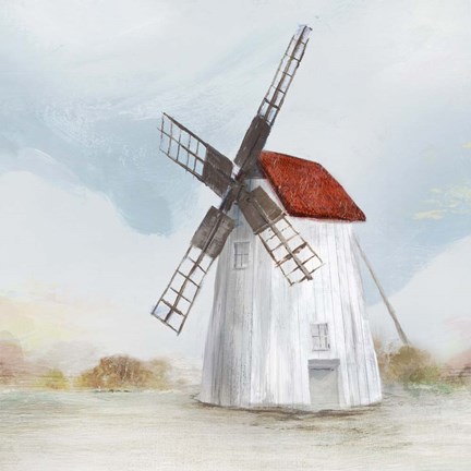 Framed Red Windmill II Print