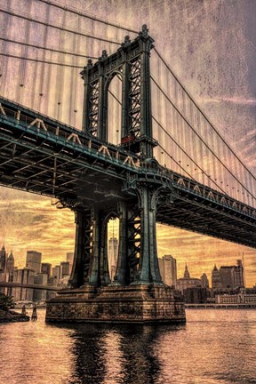 Framed Manhattan Bridge &amp; Skyline B Print
