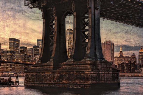 Framed Base of Manhattan Bridge Print