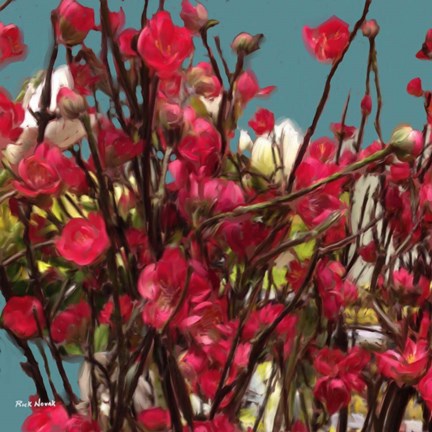 Framed Red Flowers Print