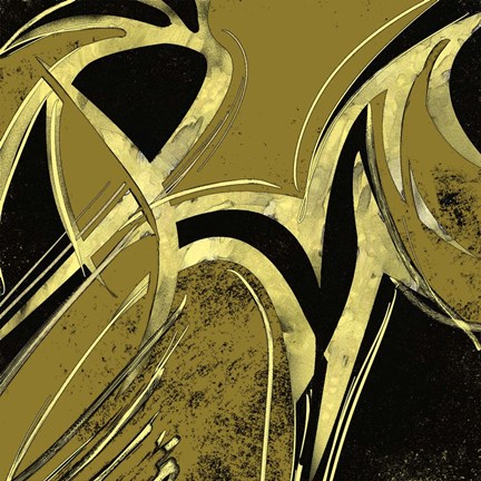 Framed Abstract Black &amp; Gold 1 Print