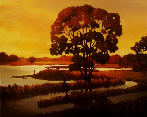 Framed Evening Water I Print