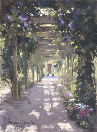 Framed Pergola Violet Watercolor Print