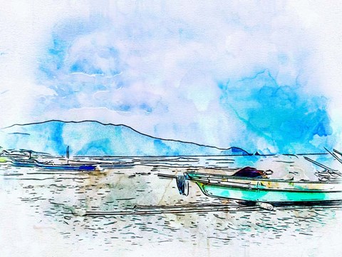 Framed Banca Boat 2 Print