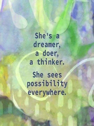 Framed She's a Dreamer (words) Print