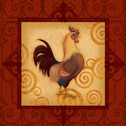 Framed Decorative Rooster I Print