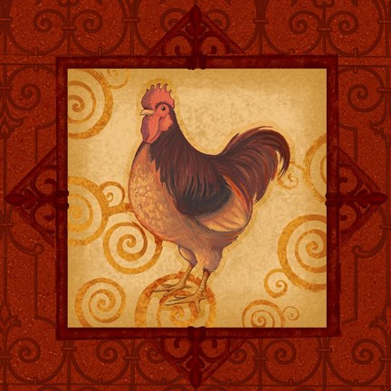 Framed Decorative Rooster III Print