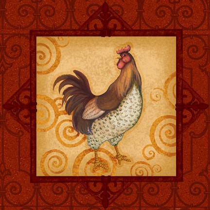 Framed Decorative Rooster IV Print