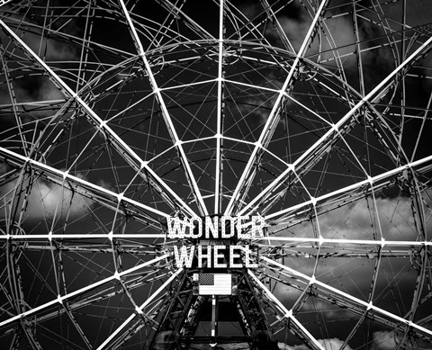 Framed Wonder wheel  New York Black/White Print