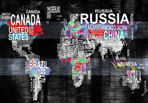 Framed Typographic World Map IV Print