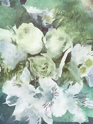 Framed Green Flowers 1 Print