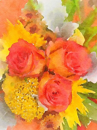 Framed Orange Flowers 2 Print