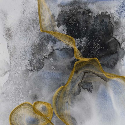 Framed Watercolor Symphony Gold touch 3 Print