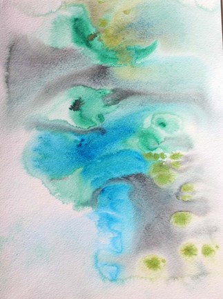 Framed Coastal Watercolor Abstract 105 Print