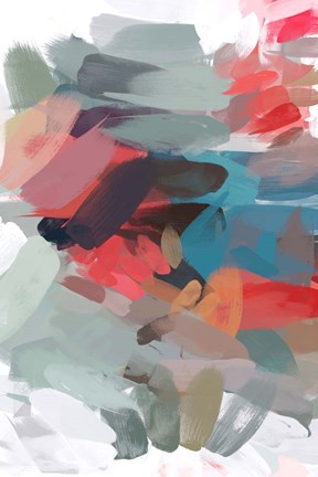 Framed Coral and Blue Print