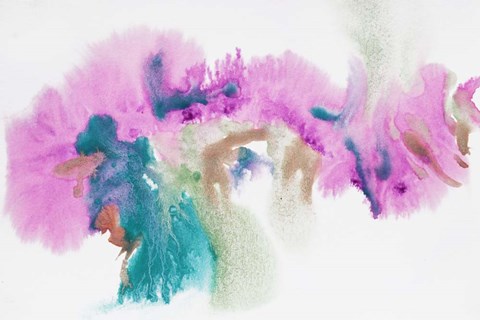 Framed Turquoise Pink Watercolor Abstract Splash 1 Print