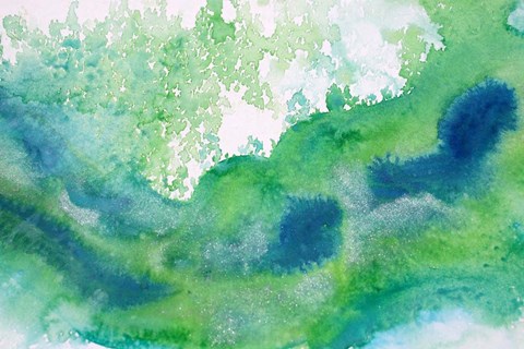 Framed Green Waves Watercolor Abstract Splash 1 Print