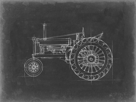 Framed Tractor Blueprint IV Print